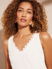 Love & Roses Ivory Dobby V Neck V Back Woven Vest - Image 2 of 4
