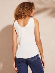 Love & Roses Ivory Dobby V Neck V Back Woven Vest - Image 3 of 4