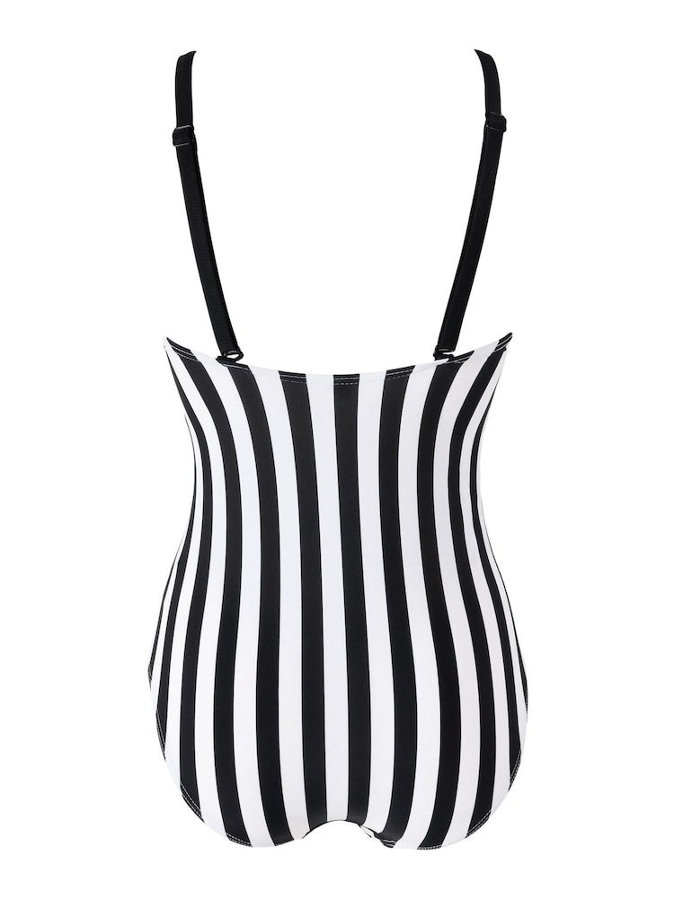 Pour Moi Black Stripe Panelled Control Swimsuit - Image 5 of 5