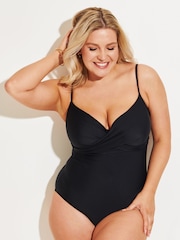Pour Moi Black Lightly Padded Underwired Twist Front Control Swimsuit - Image 2 of 5