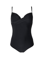 Pour Moi Black Lightly Padded Underwired Twist Front Control Swimsuit - Image 4 of 5