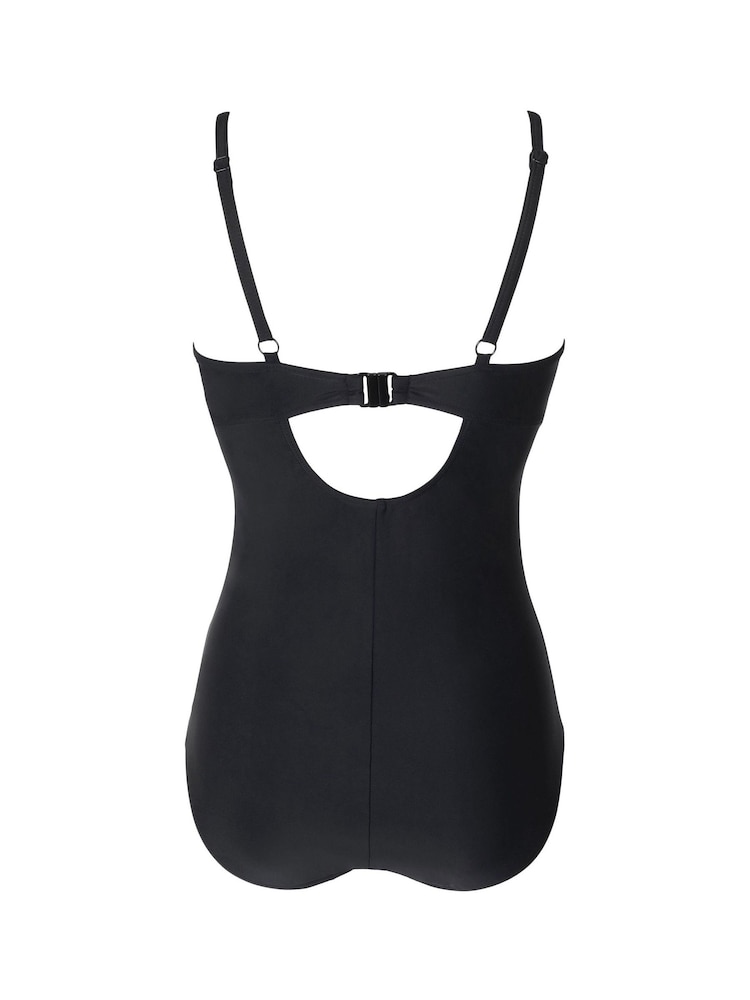 Pour Moi Black Lightly Padded Underwired Twist Front Control Swimsuit - Image 5 of 5