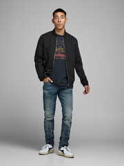 Jack & Jones Black Bomber Jacket - Image 2 of 4