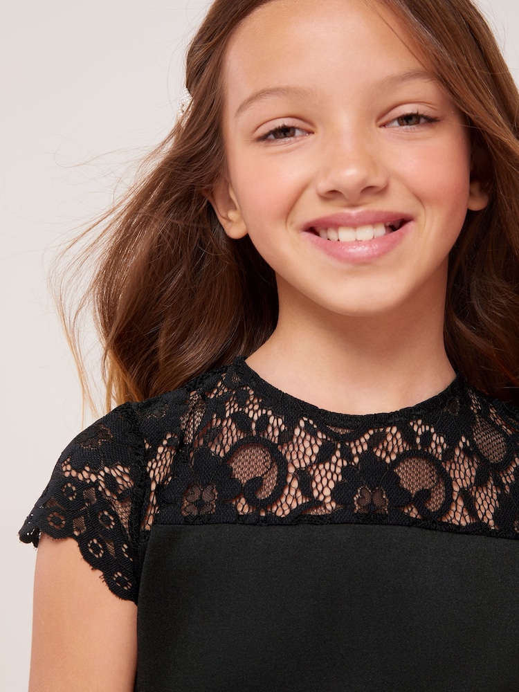 Lipsy Black Lace Yoke Dress - Image 6 of 6