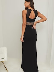 Lipsy Black Plese amend header to be Applique V Neck Maxi Dress - Image 2 of 4