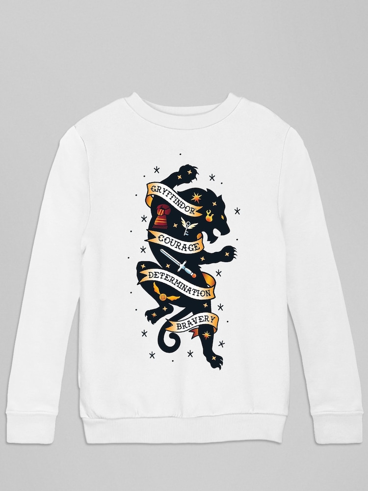 All + Every White Harry Potter Lion Of Gryffindor Courage And Determination Kids Sweatshirt - Image 2 of 3