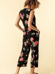 Roman Black Wrap Front Floral Print Jumpsuit - Image 2 of 4