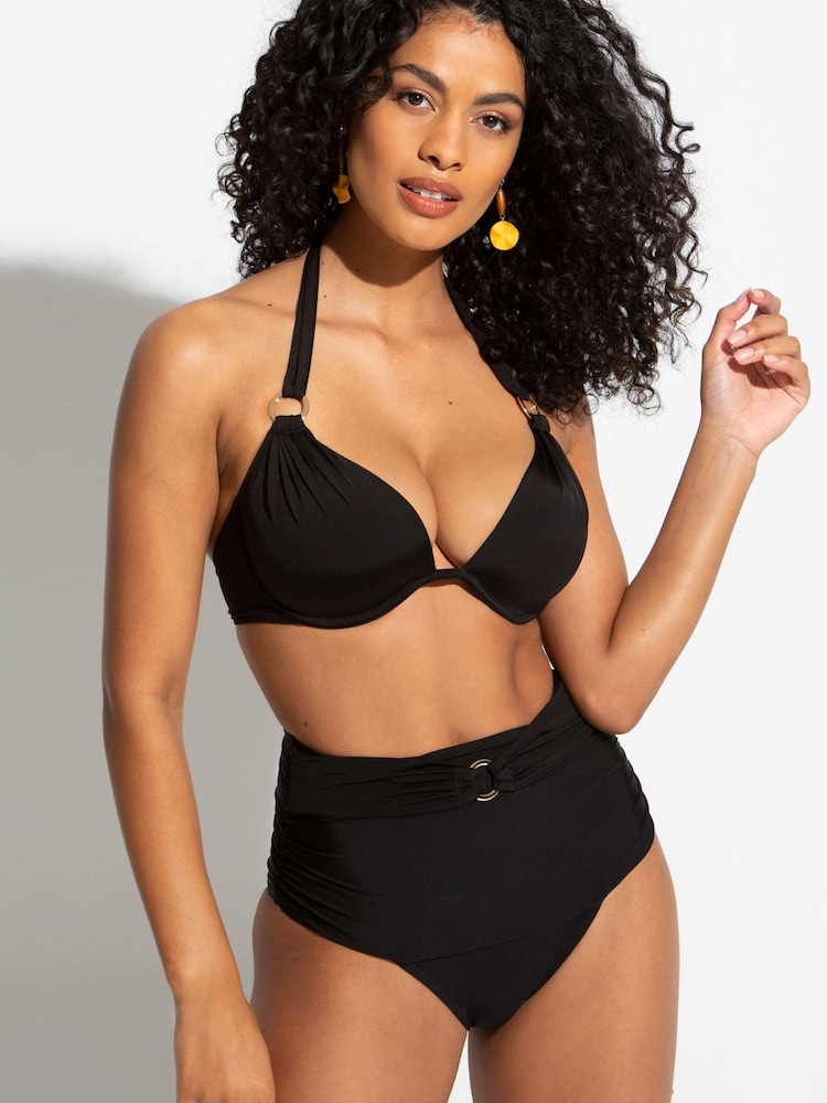 Schwarz - Pour Moi Samoa Figurformende Bikinihose mit hohem Bund - Bild 2 von 5
