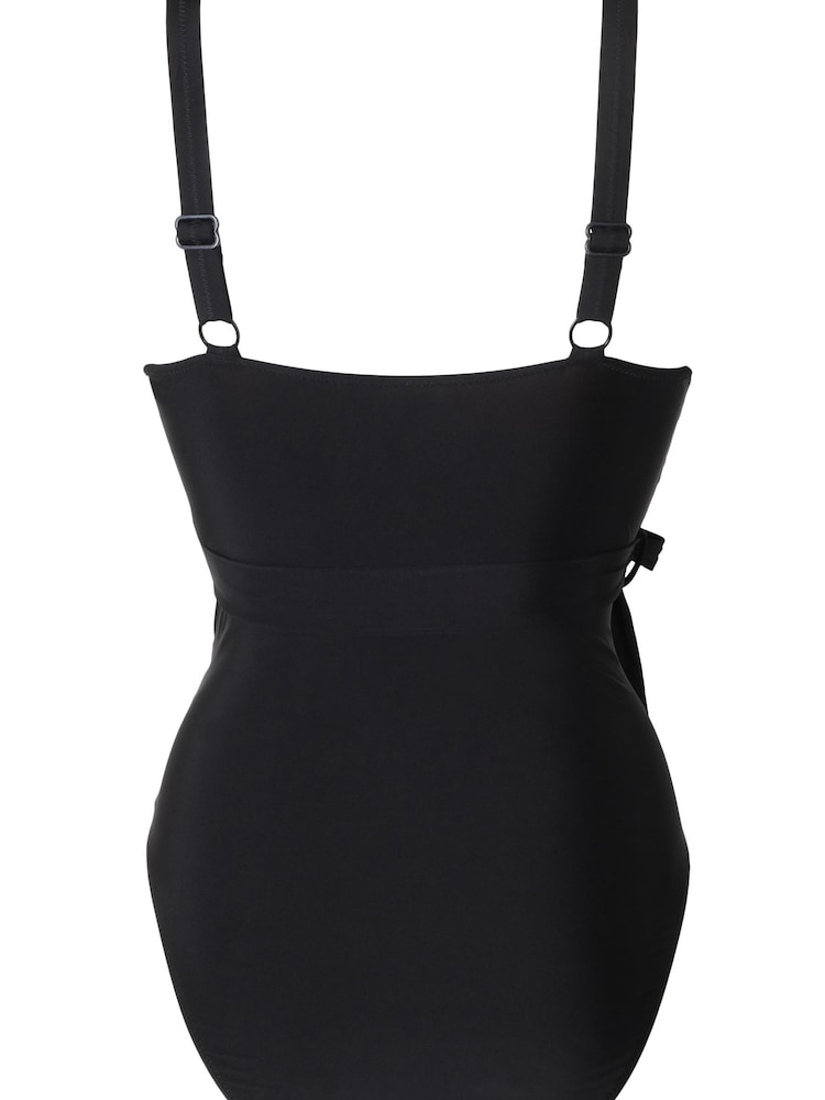 Pour Moi Black Samoa Wrap Over Control Swimsuit - Image 5 of 5