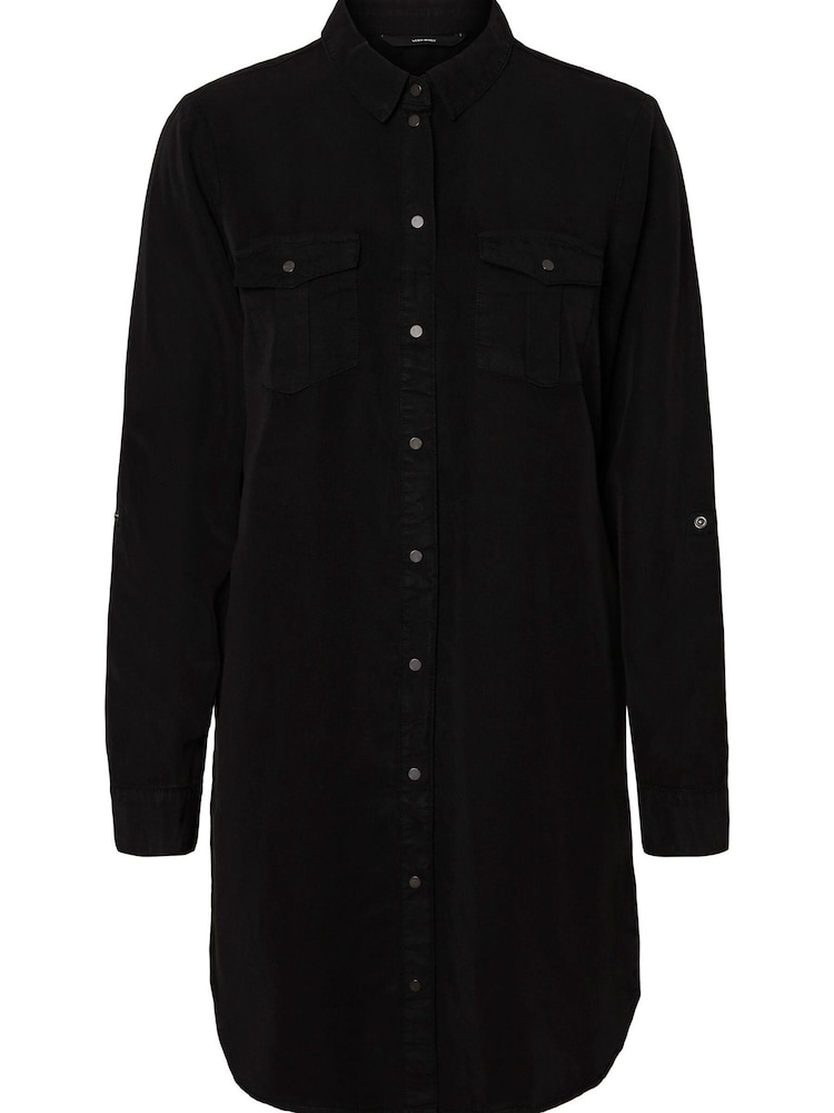 Vero Moda Black Lightweight Denim Shirt Dress - Image 3 of 3