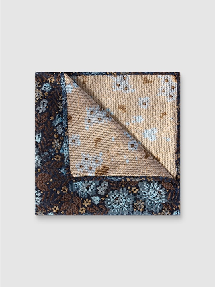 Antique Rogue Black Winter Floral Pocket Square - Image 1 of 2 Antique Rogue Black Winter Floral Pocket Square - Image 1 of 2