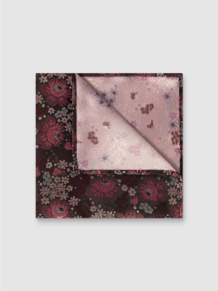 Antique Rogue Red Winter Floral Pocket Square - Image 1 of 2 Antique Rogue Red Winter Floral Pocket Square - Image 1 of 2