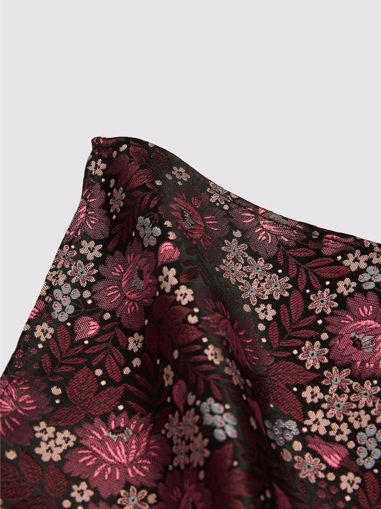 Antique Rogue Red Winter Floral Pocket Square - Image 2 of 2 Antique Rogue Red Winter Floral Pocket Square - Image 2 of 2