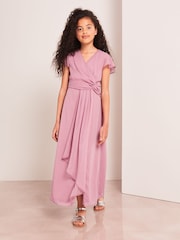 Lipsy Rose Pink Flutter Sleeve Occasion Maxi Dress - Teen - Image 1 of 4
