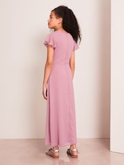 Lipsy Rose Pink Flutter Sleeve Occasion Maxi Dress - Teen - Image 3 of 4