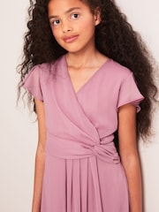 Lipsy Rose Pink Flutter Sleeve Occasion Maxi Dress - Teen - Image 4 of 4