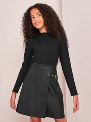 Lipsy Black 2in1 PU Dress - Image 1 of 4