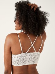 Victoria's Secret PINK Coconut White Lace Strappy Back Longline Bralette - Image 2 of 4