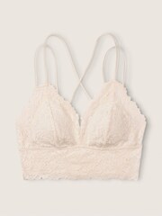 Victoria's Secret PINK Coconut White Lace Strappy Back Longline Bralette - Image 4 of 4