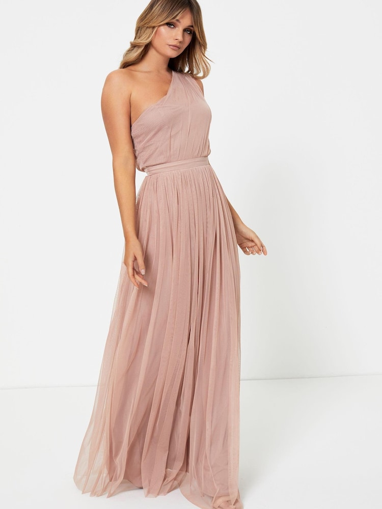 Anaya With Love Light Pink Petite One Shoulder Maxi Dress - Image 1 of 4