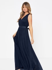 Anaya With Love Navy Blue Petite Bow Back Wide Strap Maxi Dress - Image 1 of 4