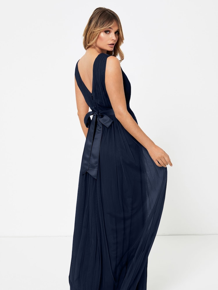 Anaya With Love Navy Blue Petite Bow Back Wide Strap Maxi Dress - Image 2 of 4