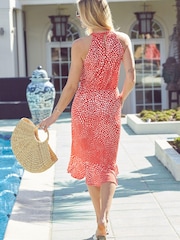 Sosandar Red Halterneck Spot Sun Dress - Image 4 of 6