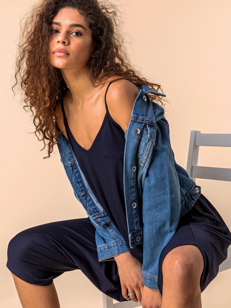 Roman Navy Cropped V-Neck Hareem Jumpsuit - Image 4 of 4 Roman Navy Cropped V-Neck Hareem Jumpsuit - Image 4 of 4