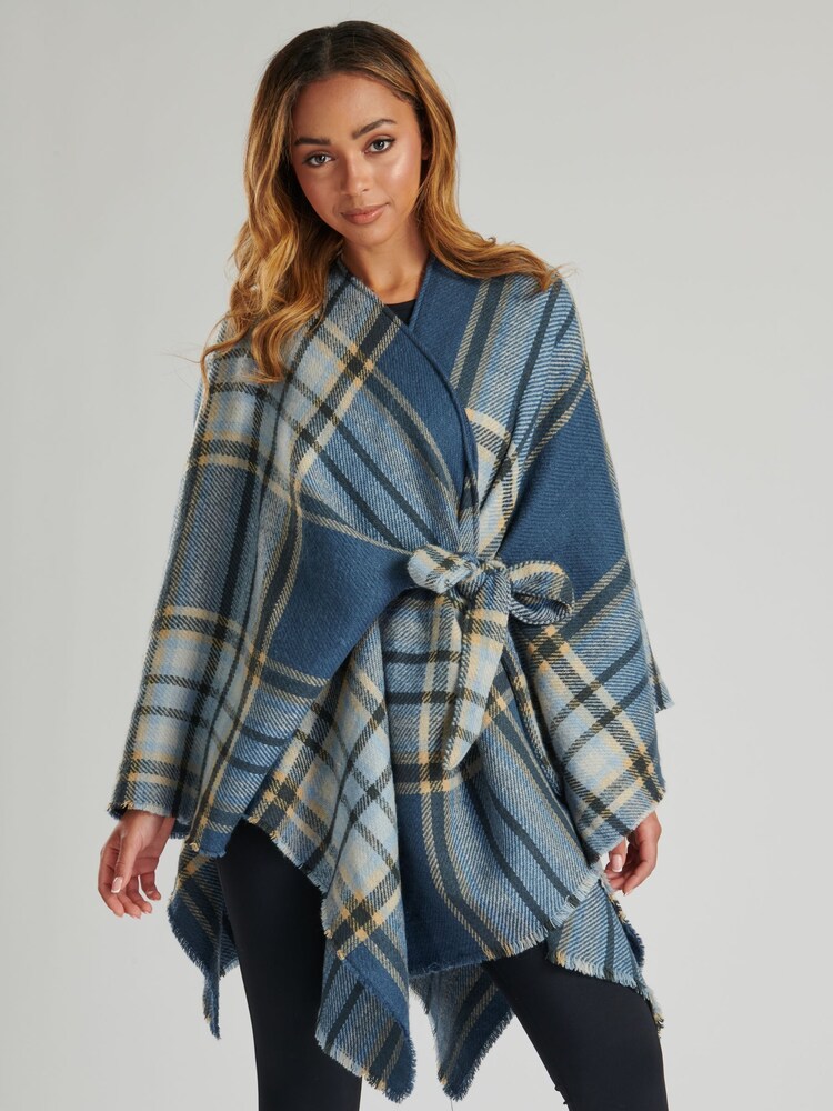 South Beach Blue Check Belted Waist Wrap - Image 1 of 4