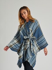 South Beach Blue Check Belted Waist Wrap - Image 3 of 4