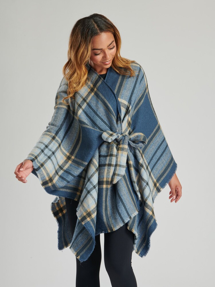 South Beach Blue Check Belted Waist Wrap - Image 4 of 4