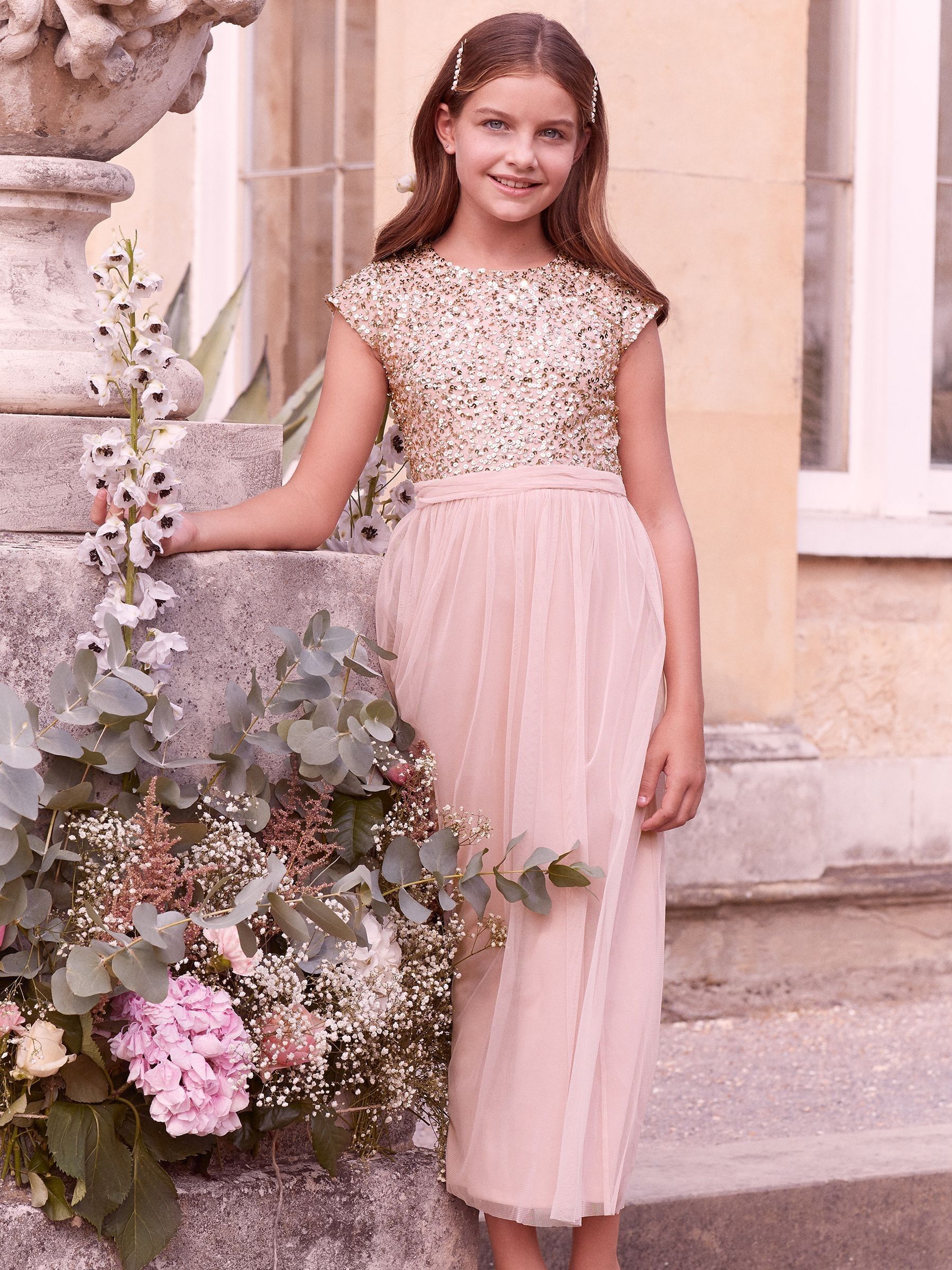Acheter Blush Rose Robe longue Lipsy pour grande occasion avec corsage a sequins from Next Luxembourg