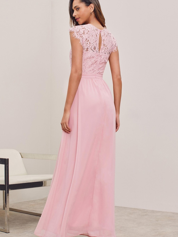 Lipsy Pink Lace Top Bridesmaid Maxi Dress - Image 2 of 4 Lipsy Pink Lace Top Bridesmaid Maxi Dress - Image 2 of 4