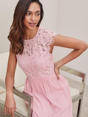 Lipsy Pink Lace Top Bridesmaid Maxi Dress - Image 4 of 4