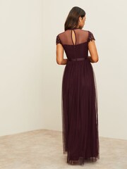Lipsy Red Lace Top Tulle Bridesmaid Maxi Dress - Image 2 of 4