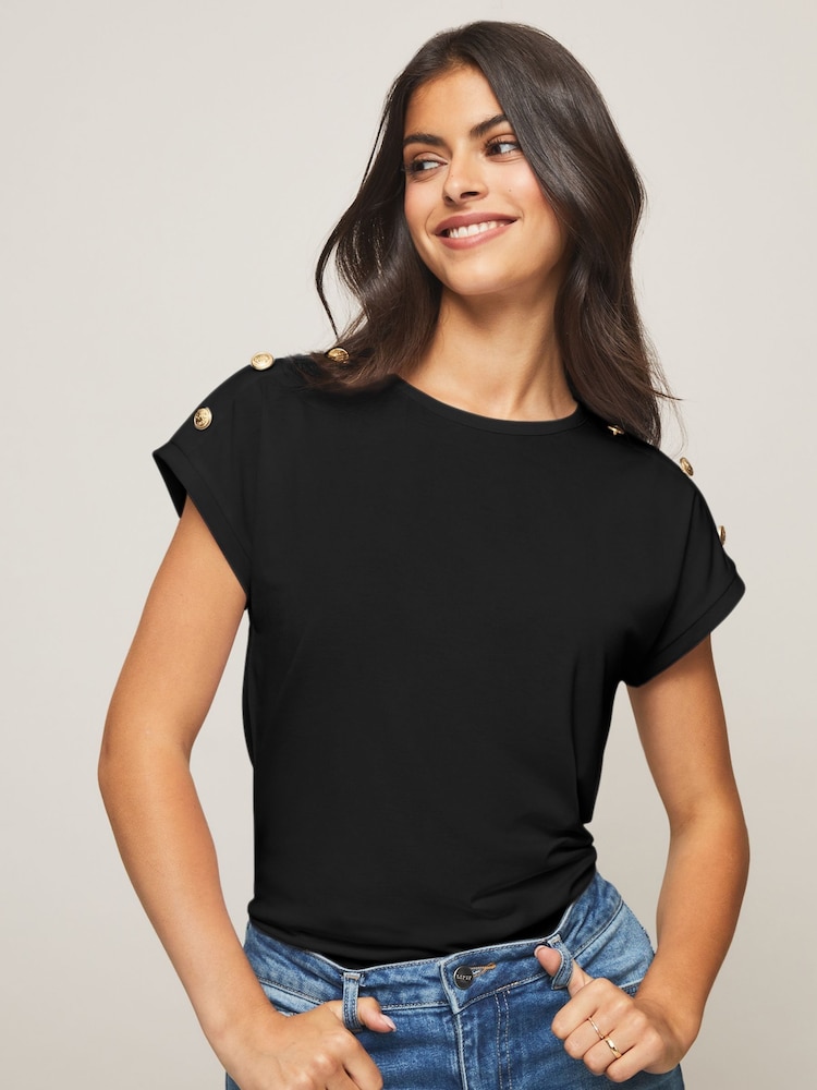Schwarz - Lipsy T-Shirt mit Rundhalsausschnitt - Bild 1 von 4