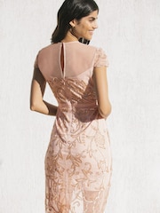 Lipsy Nude Premium Embellished Midi Dress - Image 2 of 4