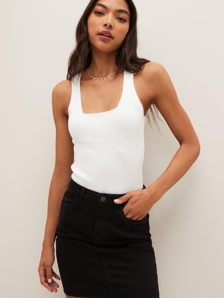 NOISY MAY Black Callie High Waist Fitted Denim Skirt - Image 1 of 7 NOISY MAY Black Callie High Waist Fitted Denim Skirt - Image 1 of 7