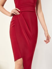 Lipsy Berry Red Halter Neck Asymmetric Bodycon Dress - Image 3 of 4