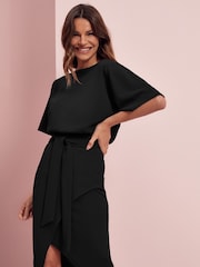 Lipsy Black Kimono Belted Midi Dress - Image 4 of 4
