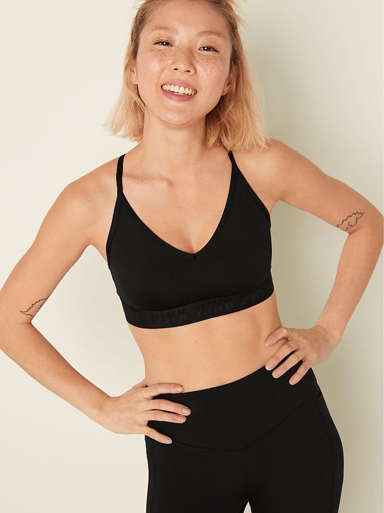 Victoria's Secret PINK Pure Black Lightly Lined Low Impact Sports Bra - Image 1 of 3
