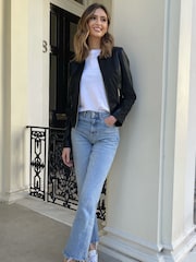 Lipsy Black Petite Faux Leather Collarless Jacket - Image 2 of 3