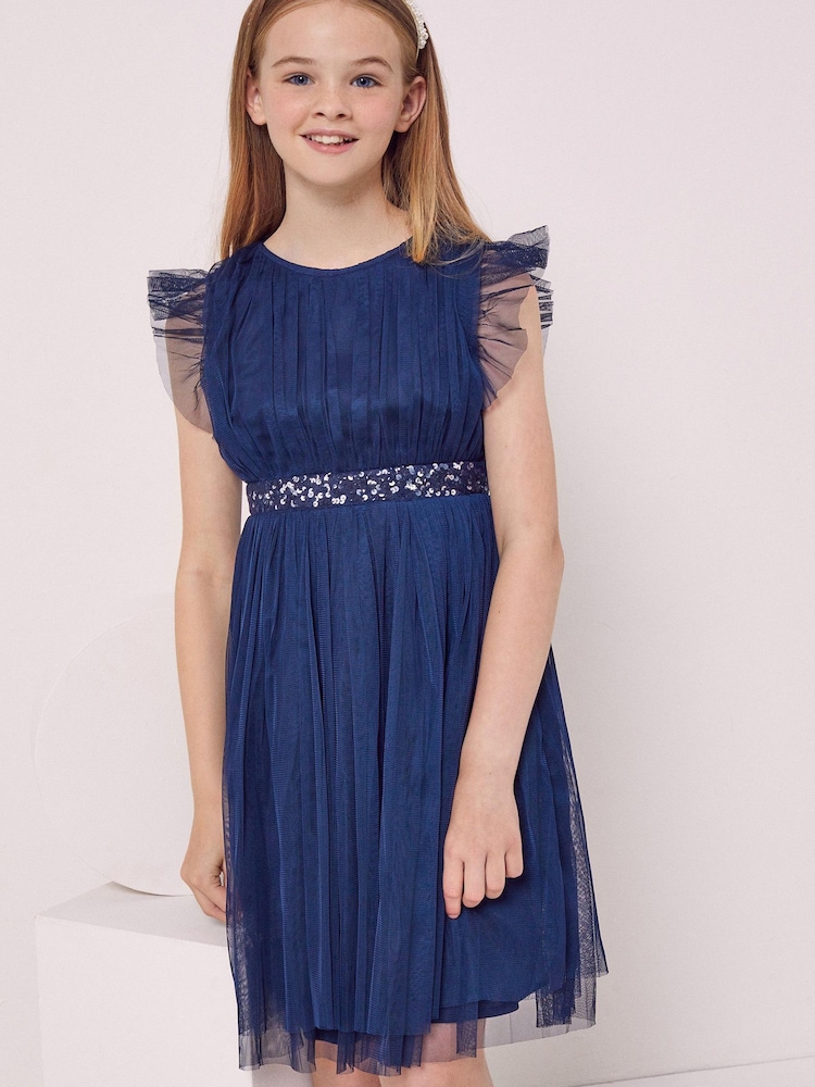 Maya Navy Blue Embellished Waist Tulle Party Dress - Girls - Image 4 of 4