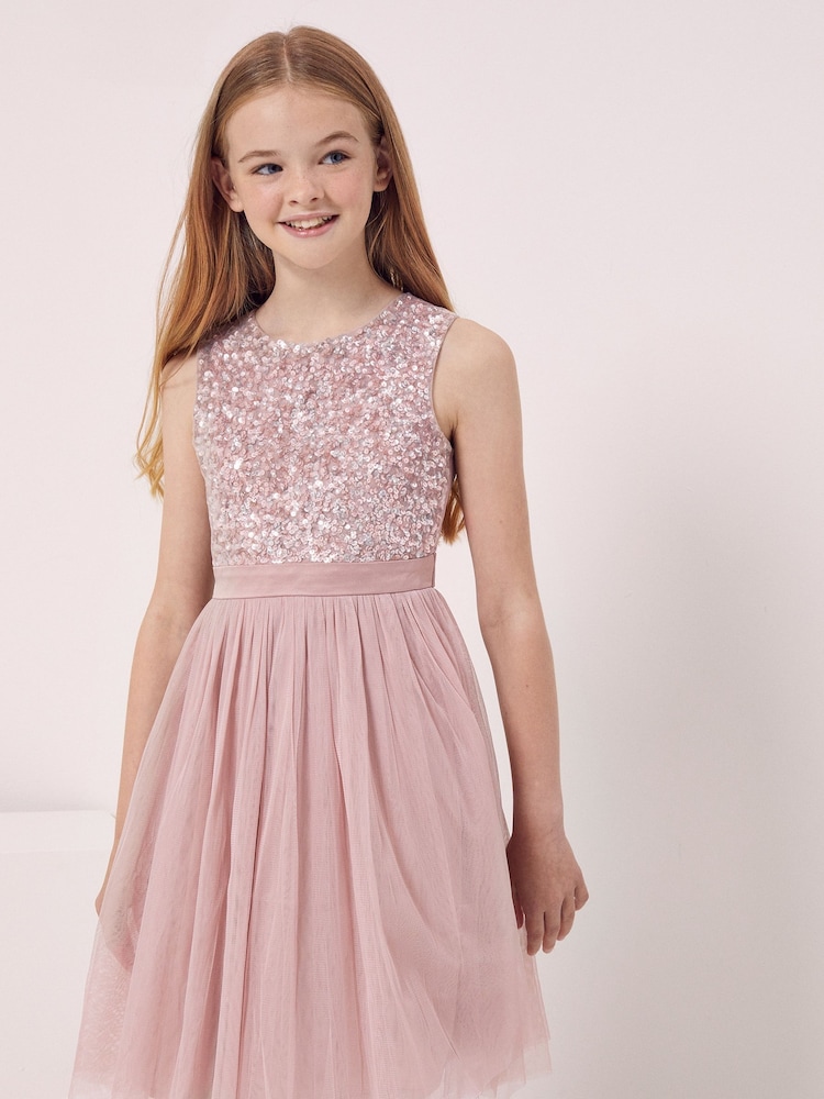 Maya Pink Embellished Waist Tulle Party Dress - Girls - Image 3 of 4