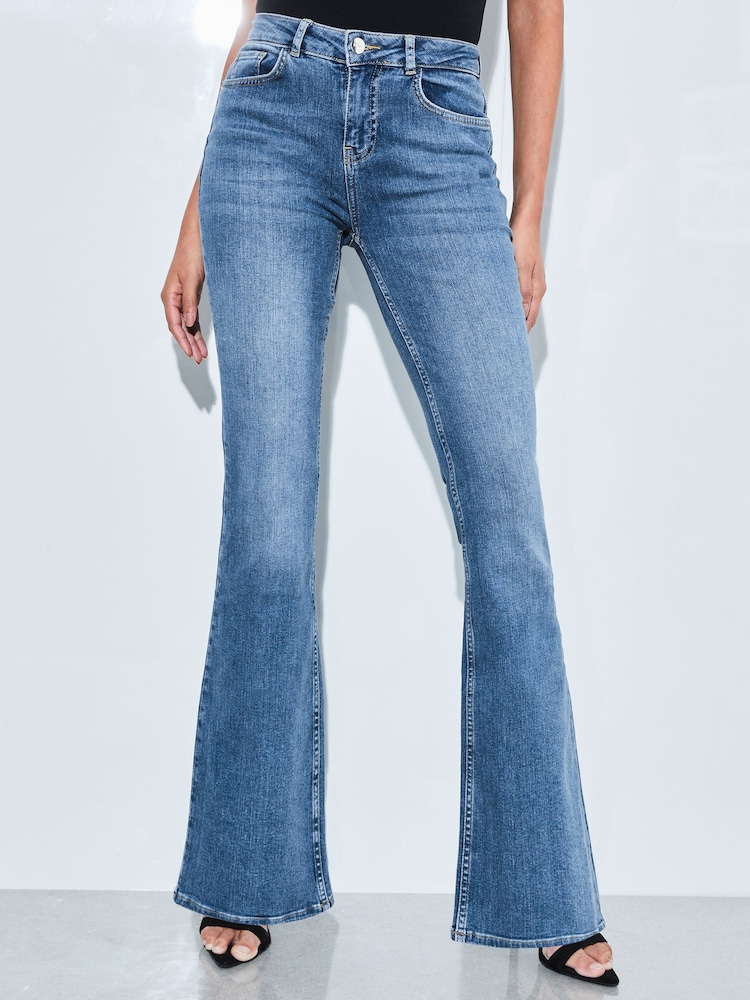 Lipsy Blue Mid Rise Flare Jeans - Image 1 of 5
