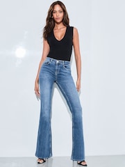 Lipsy Blue Mid Rise Flare Jeans - Image 5 of 5