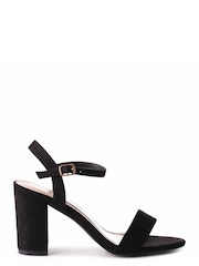 Linzi Black Skyline Faux Suede Open Back Barely There Block Heeled Sandal - Image 2 of 4