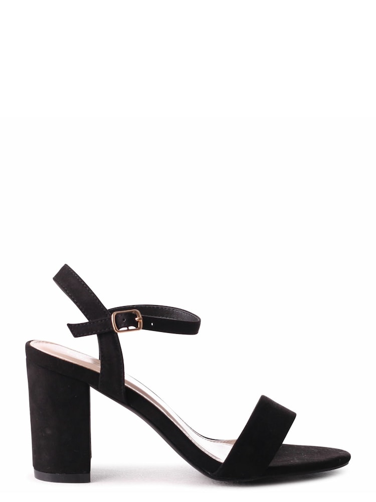 Linzi Black Skyline Faux Suede Open Back Barely There Block Heeled Sandal - Image 2 of 4