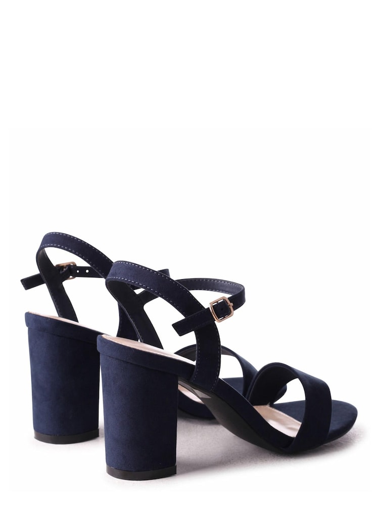 Linzi Navy Skyline Faux Suede Open Back Barely There Block Heeled Sandal - Image 4 of 4