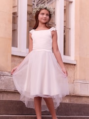 Lipsy Ivory Tulle Lace Bodice Occasion Dress - Image 1 of 3